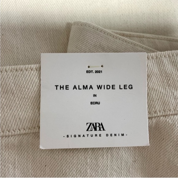 NWT Zara The Alma Wide Leg Denim in Ecru - Picture 12 of 15